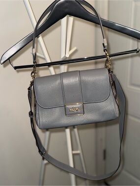 Coach Grace Shoulder Bag in a grey pebbled leather finish